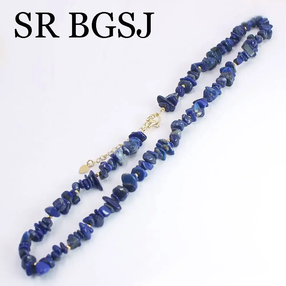 6-8mm Lapis Lazuli Natural Gems Stone Women Chockers Necklace Bracelet Earrings Elegant Wedding Gift Jewelry Set 17.5\