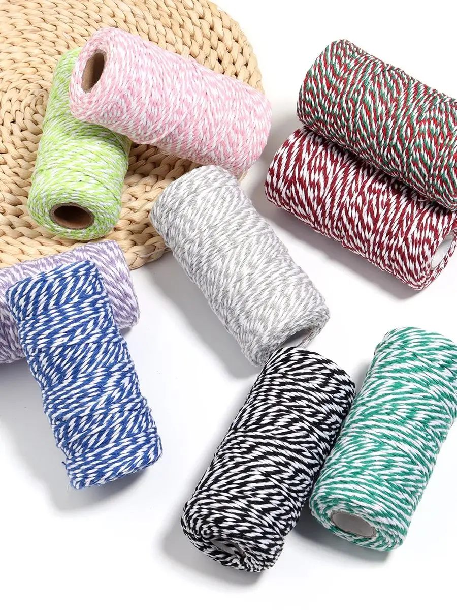 100 M/Roll 2mm Bakkers Touw String Katoenen Koorden Touw Voor Home Decor Handgemaakte Kerstcadeau Verpakking Craft DIY Wikkelen Cadeau - afbeelding 2