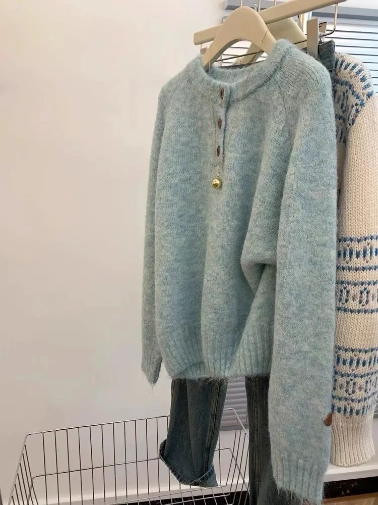 

Soft Cozy Thiened round Ne Sweater Women's Small Size Autumn Winter Inner Wear High End Feeling Top Knitted Outerwear