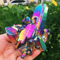1pc Rare and beautiful seven-color flame halo quartz crystal cluster specimen pineapple cluster crystal，Free Standing Freeform