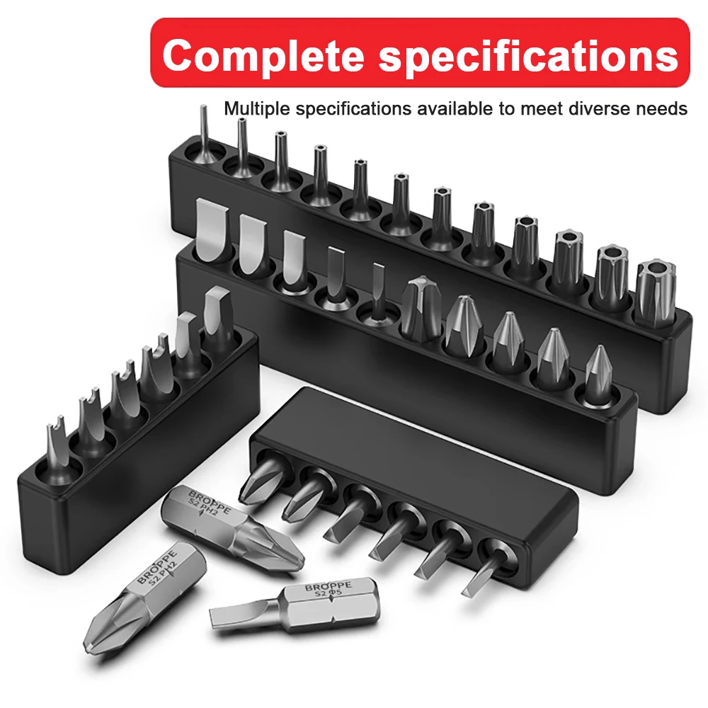 

Phillips Slotted Hex Torx Black Adhesive Strip 1/4 Hexagonal Screwdriver Bits Set Head Electric Tool Accessory Set