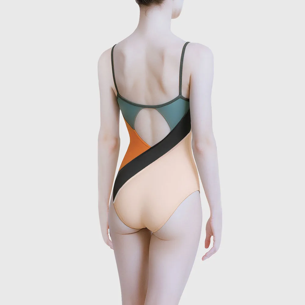 Leotardos de Ballet para mujer, traje de baile sin mangas con bloques de Color, Leotardos de gimnasia para adultos, Ropa de baile de Ballet para actuación