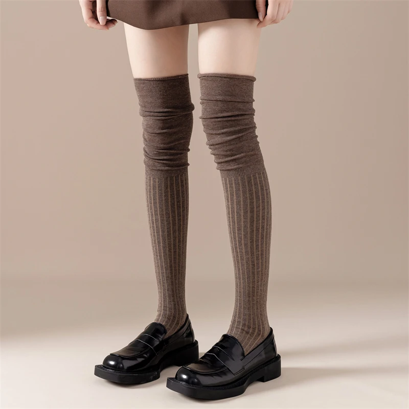 

Thigh High Socks For Women New Fashion Solid Color Japanese Style Over The Knee Stockings Female Casual Long Women Socks Trendy
