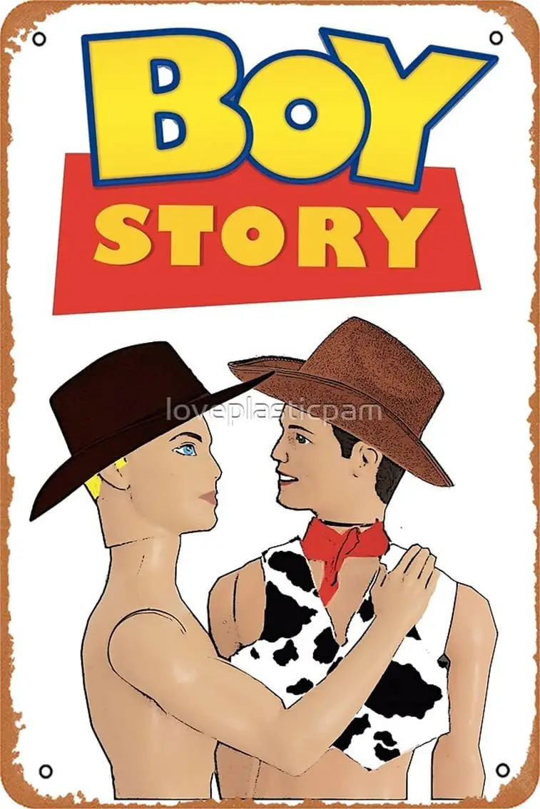 Boy Story! Funny, Interest, LGBT, Design, Art! Queer Art! Art Print Vintage  Metal Tin Sign Funny Man Cave Decor