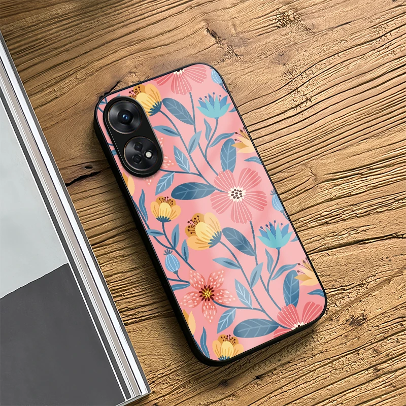 حافظة لهاتف OPPO Reno 8 5G 8T 8Z 7 Lite 6 4G 6Z 7Z 8 Pro غطاء حماية مقاوم للصدمات على شكل زهرة أنيقة