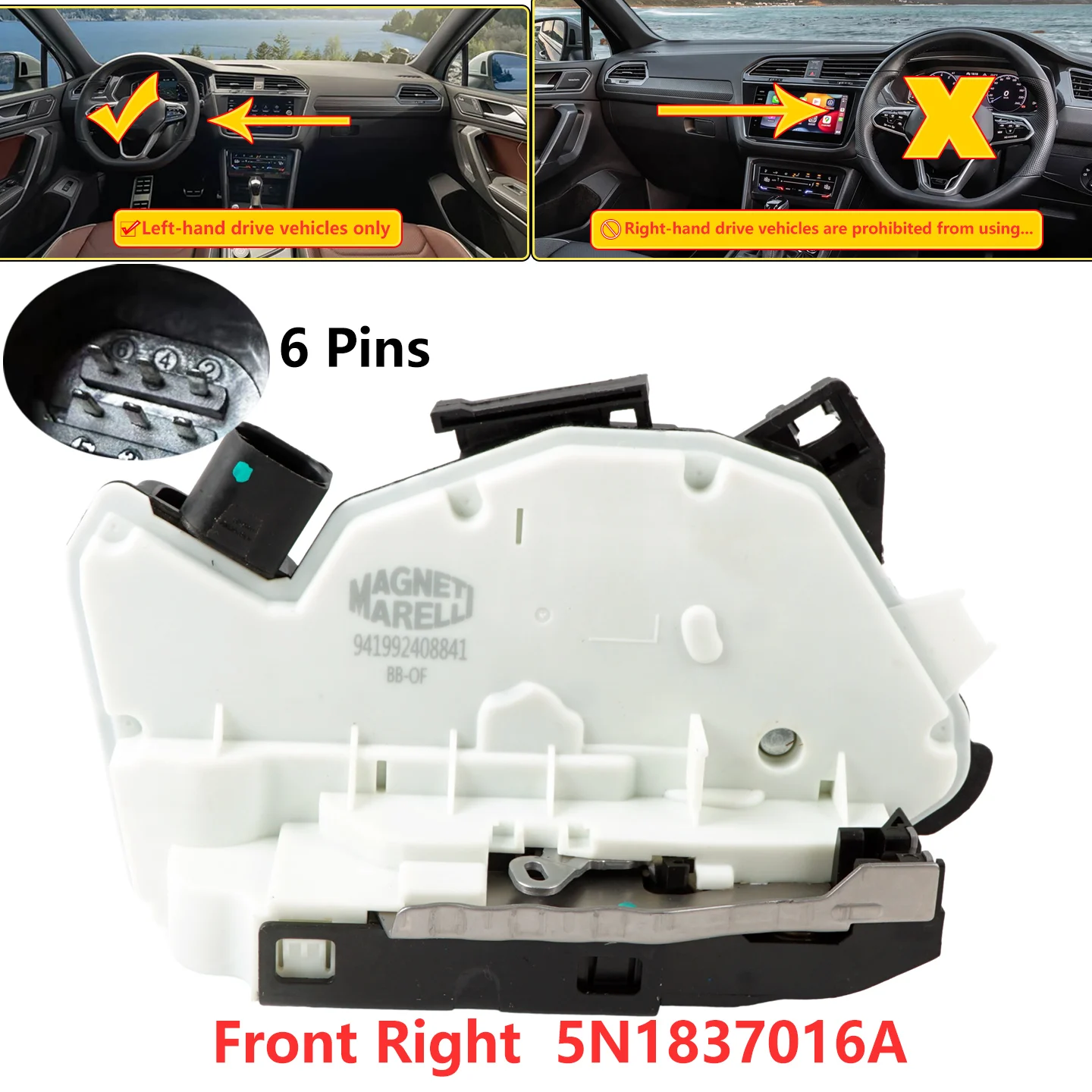 1 Stück 5N1837015A 5N1837016A Hochwertiger Türschlossantrieb für VW Amarok Scirocco Passat CC Tiguan für Skoda Superb Fabia Ibiza – Detail 3