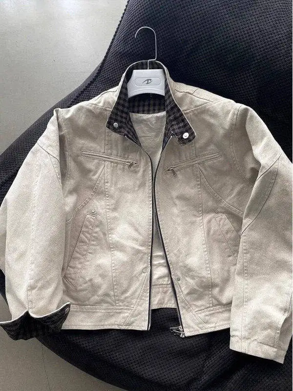 

Повседневная мужская куртка с воротником-стойкой в американском стиле, новинка 2025 года, рабочая одежда в стиле ретро, верхняя одежда для полетов, молодежная мода, весна-осень