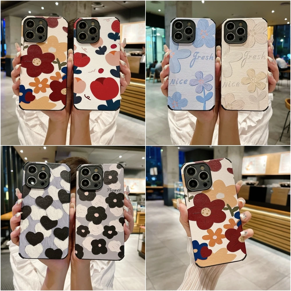 Ins Fashion Colorful Tulip Flowers Phone Case for IPhone 11 12 13 14 15 Pro Max X XR XS 7 8 Plus Soft Veneer Protective Cover