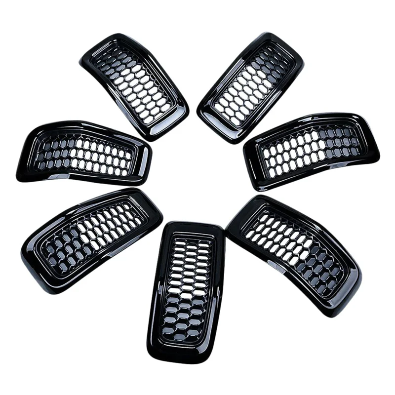 

Efficientt-7PCS Car Front Bumper Central Grill Cover Trim Mesh Honeycomb Racing Grilles Replacement For Jeep Cherokee 2014-2018(