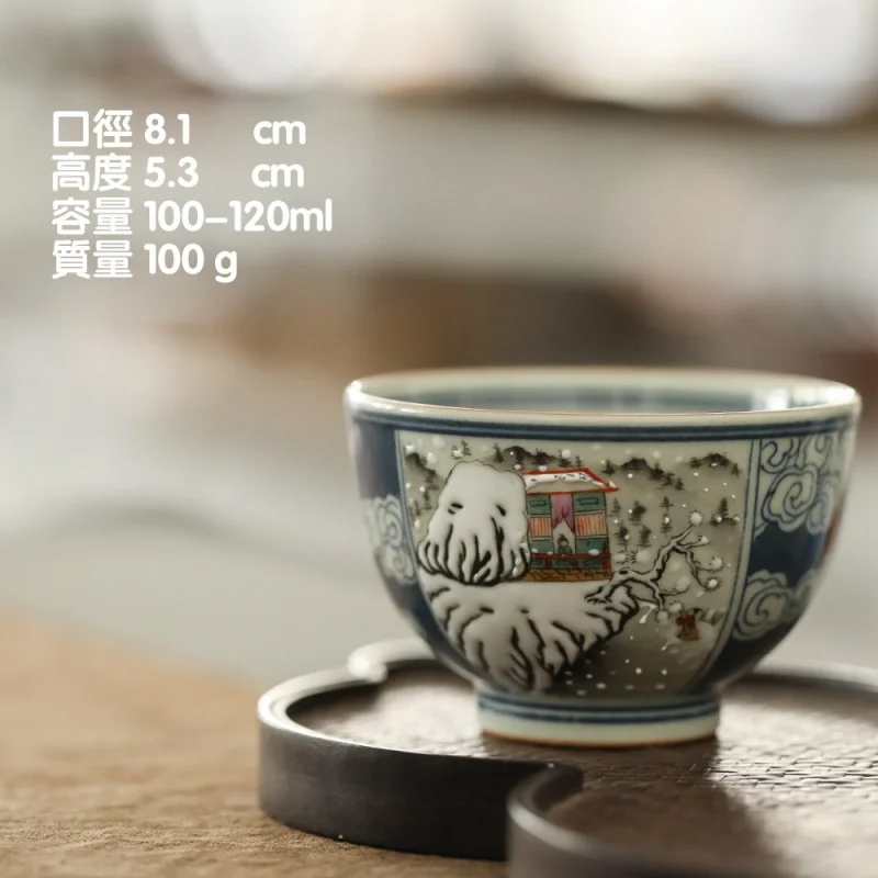 ★Jingdezhen Ceramic Blue and White Doucai Tea Cup Antique Handmade Master Cup Tea Cup Kung Fu Tea Set Hand Painted Tea Cup