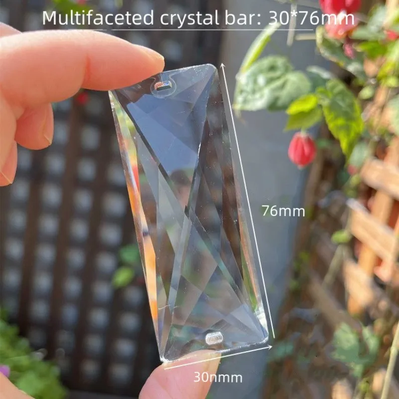 

Camal 2pcs 76mm Crystal Pendant Faceted Prisms Square Holes Chandelier Hanging Lamp Lighting Parts Suncatcher Curtain Home Decor