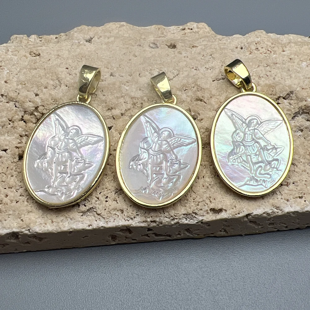 

Oval Classic Nacre Shell Angel Necklace Pendants Natural Mother of Pearl Charms For Jewelry Making DIY Accessories