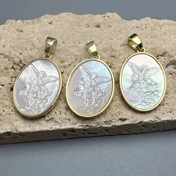 Oval Classic Nacre Shell Angel Necklace Pendants Natural Mother of Pearl Charms For Jewelry Making DIY Accessories