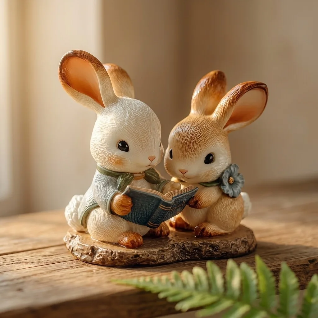 Cute bunny resin ornament creative idyllic healing department living room home decoration crafts