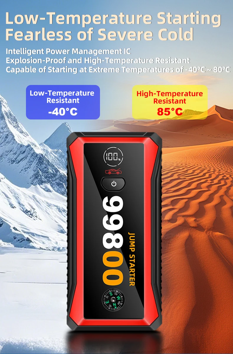 1000A Portable Car Jump Starter With Tyre Inflator Jump Starter Power Bank With Air Compressor Car Jump Starter With Air Pump