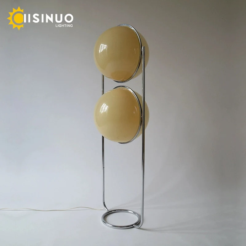 Bauhaus Floor Lamp Industrial Steel & Glass Standing Lamps with Wireless Charging Base Luxury Sculptural Decora for Studio Lobby