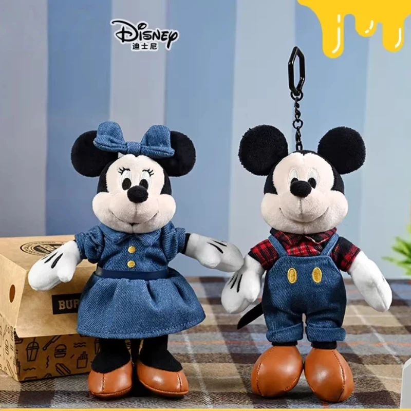 

Disney Authentic Mickey Minnie Denim Style Plush Keychain Bag Charm Backpack Pendant Gift For Kids Friends