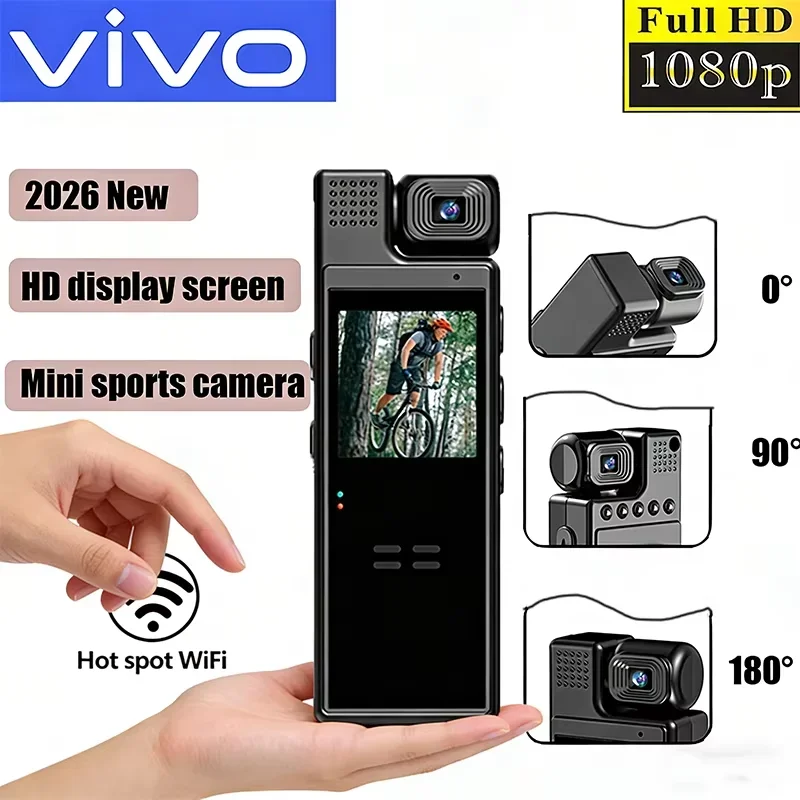 

Экшн-камера VIVO 1080P HD с Wi-Fi и креплением на спину, 180° ° Поворотная ИК-камера ночного видения для спорта, путешествий,