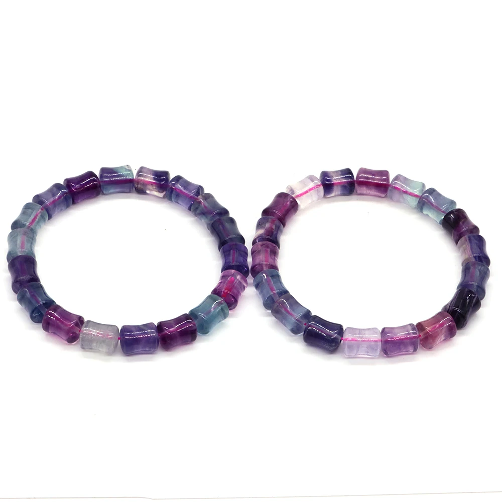 Bamboo Joint and Rectangle Shape Bangle Natural Stone Fluorite Beads Bracelet Healing Crystal Jewelry For Women Gifts Wholesale