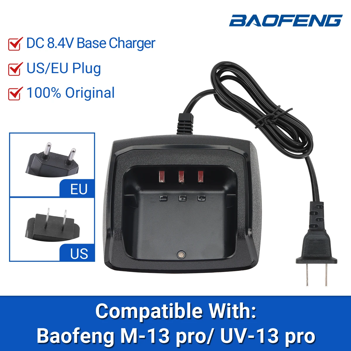 Baofeng UV-13 PRO US/EU Charger Desktop Base Walkie Talkie M-13 PRO with Indicator Light