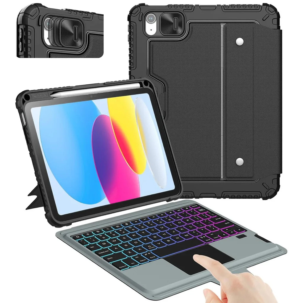 

Nillkin Case with Detachable Keyboard for iPad 11 inch 2025 A16 / 10.9 inch 2022, Magic Trackpad, 7-Color Backlit