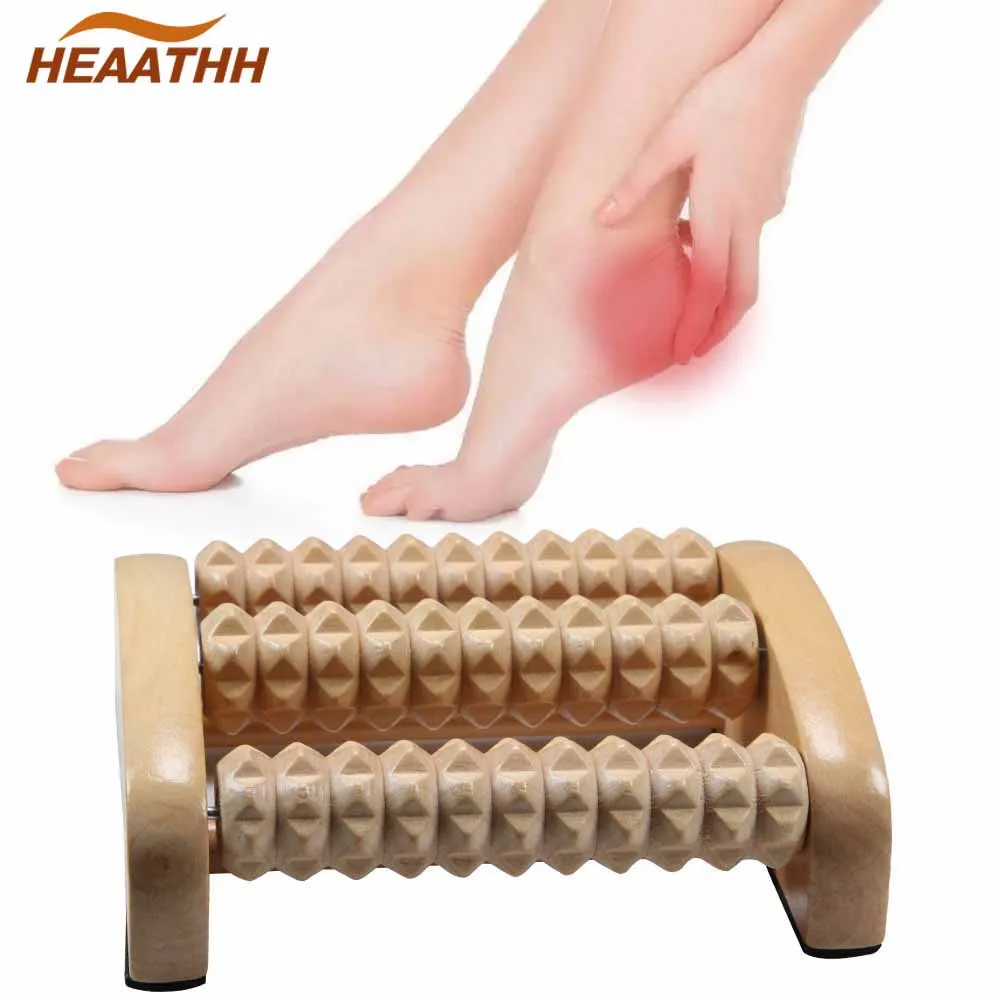 Wooden Foot Massager, Grooved Muscle Roller, Muscle Tension and Improve Blood Circulation, Natural Wood Therapy Massage Tools