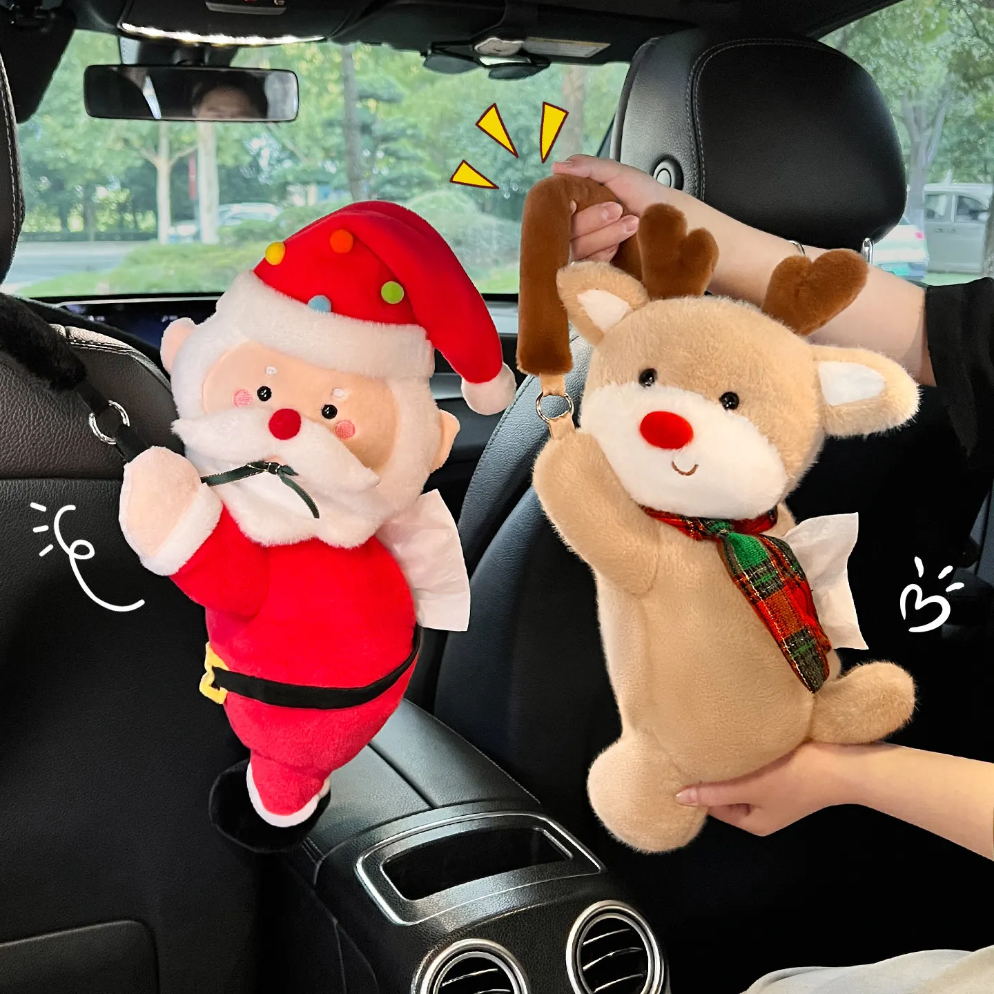 Car Tissue Box Hanging Bag 2026 New Rear Seat Cute Lady Doll Car Interior Decoration Auto Tissue Holder