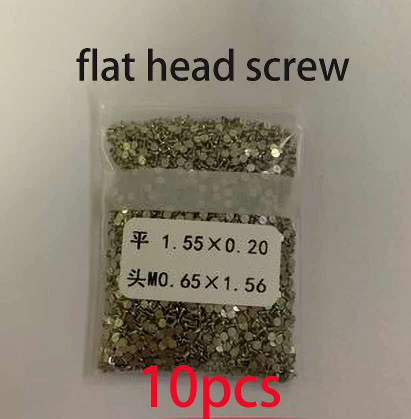 Watch movement screws of various sizes, flat head screws, small flat head screws