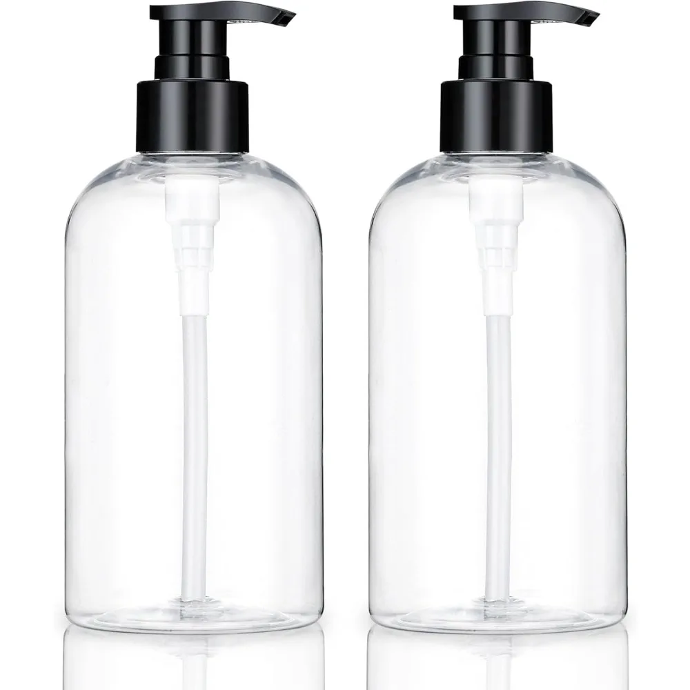 

2 Pack Clear Empty Plastic Pump Bottles Refillable Dispensers for Shampoo Liquid Soap Massage Oil - Home & Kitchen