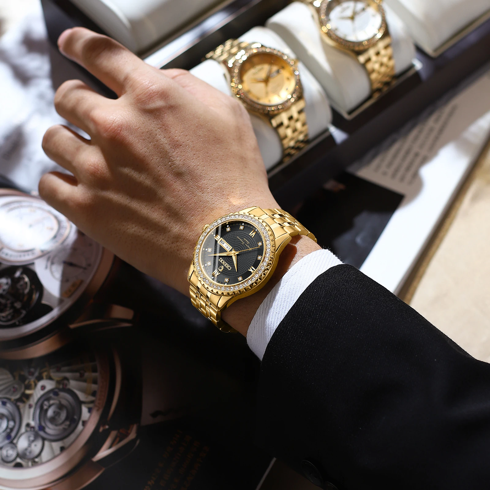 CHENXI Golden Quartz Watch Men Top Luxury Wristwatch Waterproof Golden Male Wrist Watch Man Full Steel Clock relogio masculino