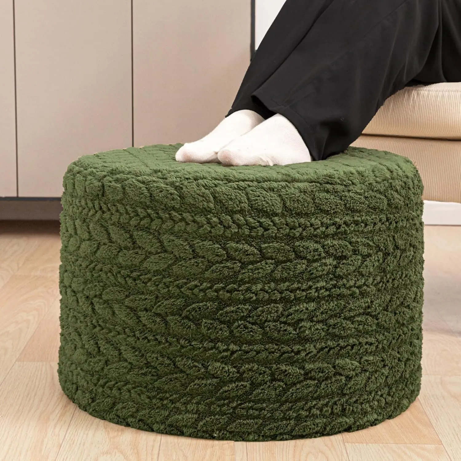 

Round Pouf Ottoman 20 x 20 x 14 Inches Boho Poof Home Decor Floor Pouffe Ottoman Foot Rest for Couch Sofa Bean Bag Chairs