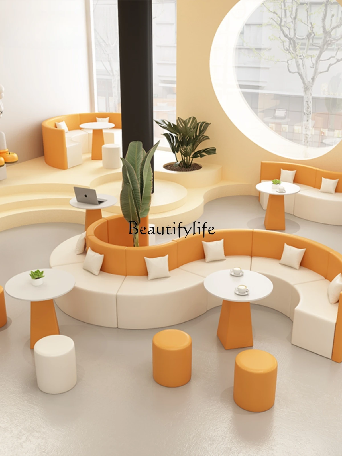 Milk Tea Shop Creative Sofa Deck Couch Coffee Shop Reception Negotiation Table and Chair Combination