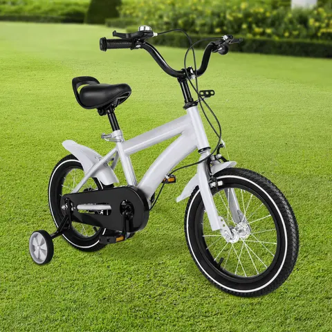 14inch Children's Bicycle with Training Wheel for 2-5 Year-Old Boys and Girls, Height Adjustable Kids Bike White/Yellow/Red/Blue