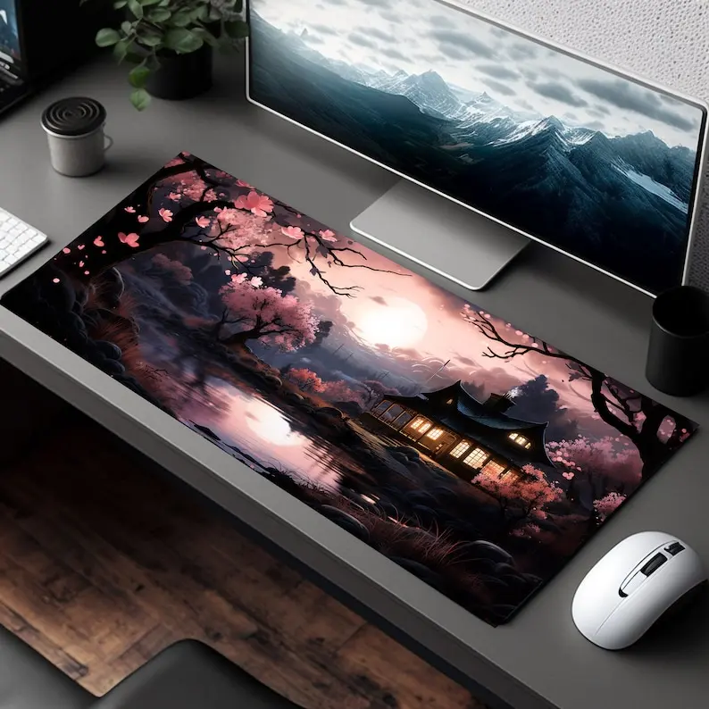 

Pink cherry blossom landscape mouse pad Desk Accessories Endless Gamer Desktop Accessories Anti-Slip Desktop mats high quality