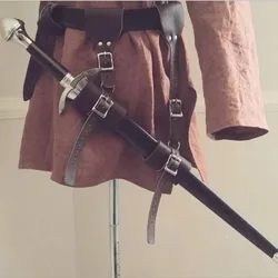 Medieval Knight Sword Scabbard Sheath Holder Adjustable Gothic Leather Rapier Strap Holster Steampunk Accessory Warrior Cosplay