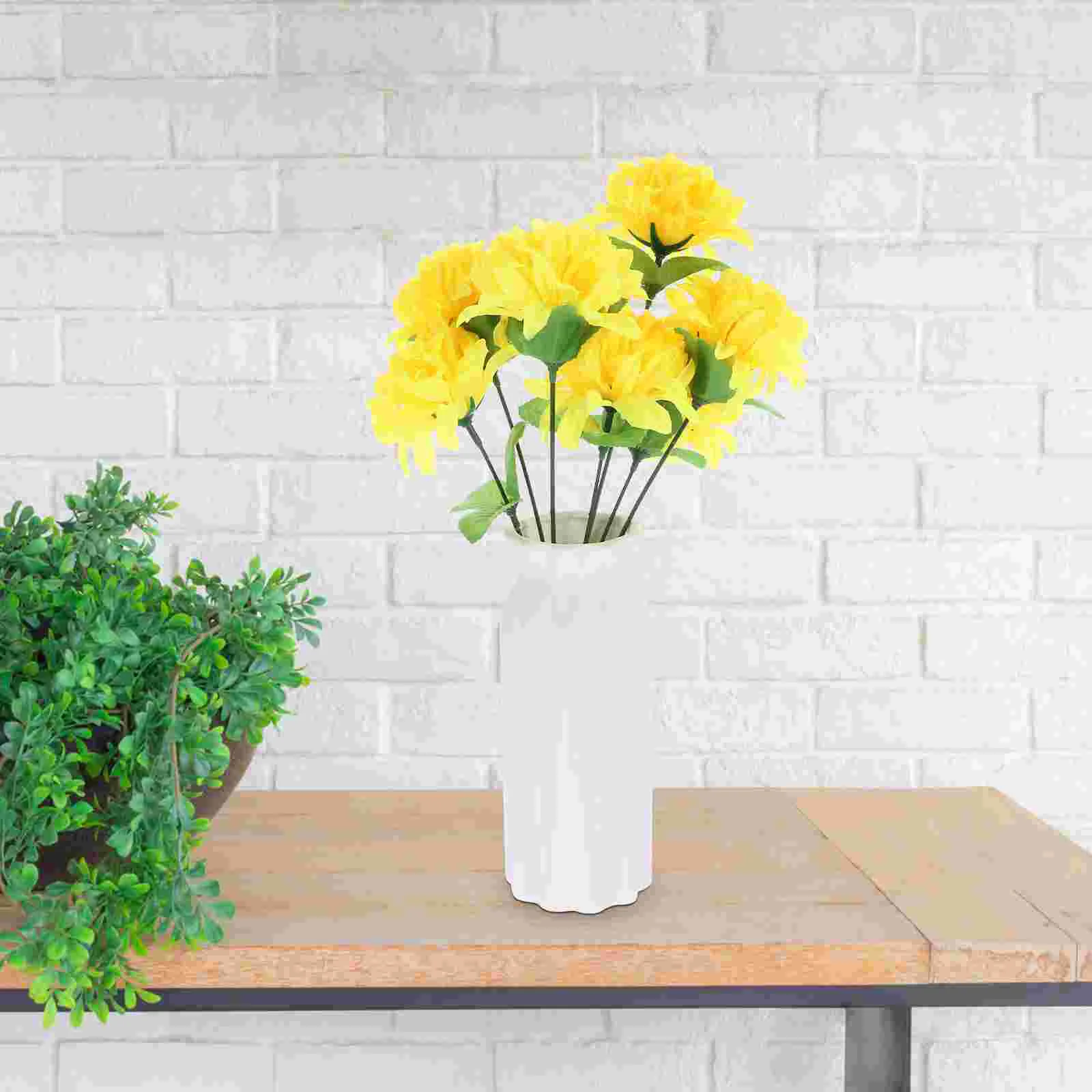 4 Pcs Realistic Artificial Chrysanthemum Bouquets Outdoor Cemetery Grave Decoration Plastic Flowers Tribute Remembrance