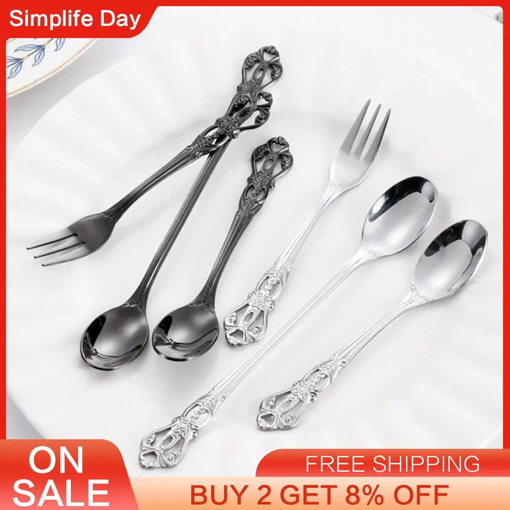 Dessert Cake Fruit Spoons Long Handle Small Snack Scoop Dinnerware Gift Tableware Stainless Steel Dessert Teaspoons Teaspoon