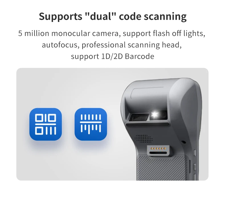 5.5 Inch Android Pos Handheld Terminal  with Built-in Mobile Label Receipt Printer Suitable for Commercial