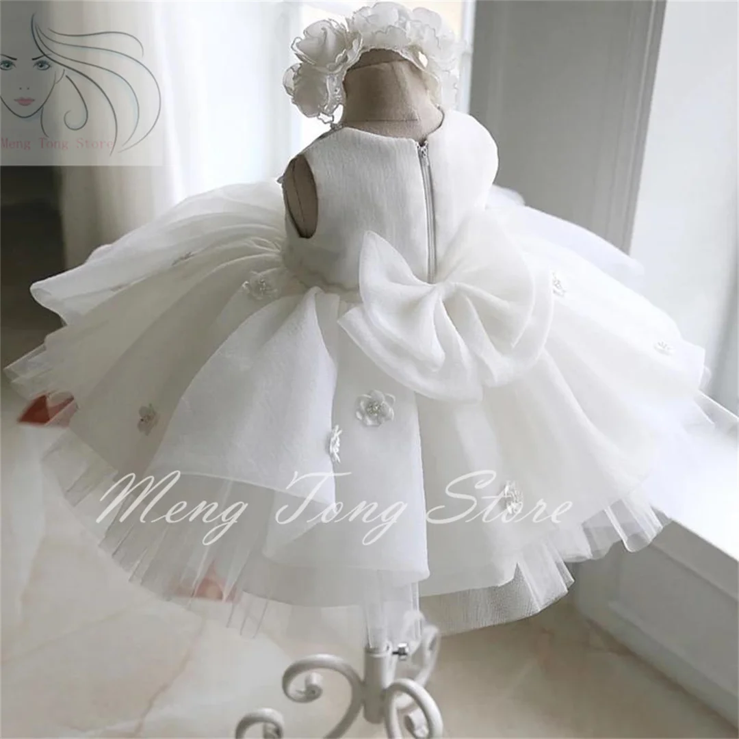 Girl's Dresses Born Baptism Dress For Baby Girl White First Birthday Party Wear 3D Flower Toddler Christening Gown Wedding Vesti