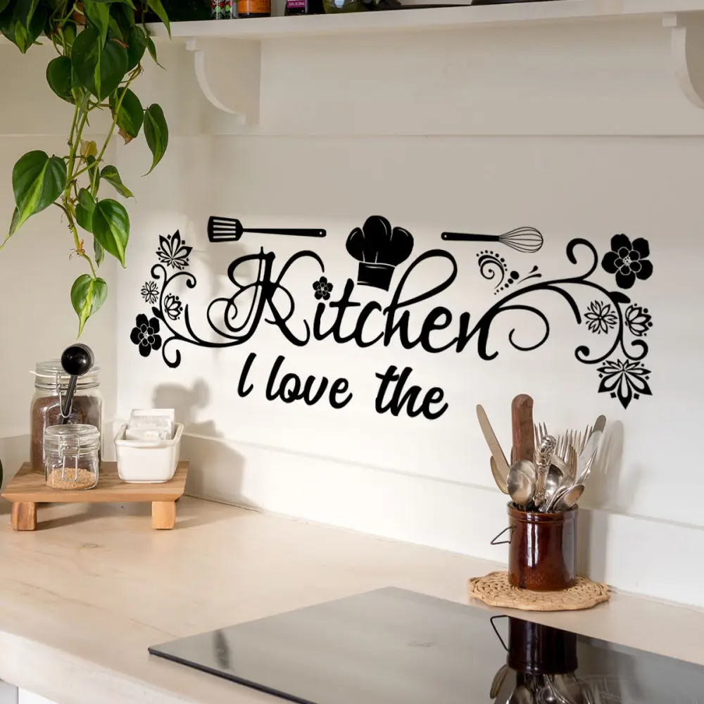 Removable Kitchen Wall Stickers English Quote Decals Dining Room Home Decoration Background Mural Modern Aesthetic Art Vinyl