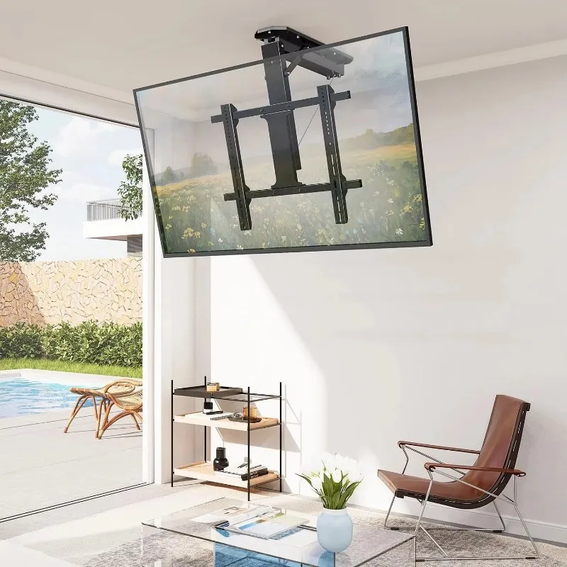 Inch Automatic Remote Control Flip Down Smart Tilt Electric Adjustable Electric TV Wall Ceiling Installation Pull Down TV Lift