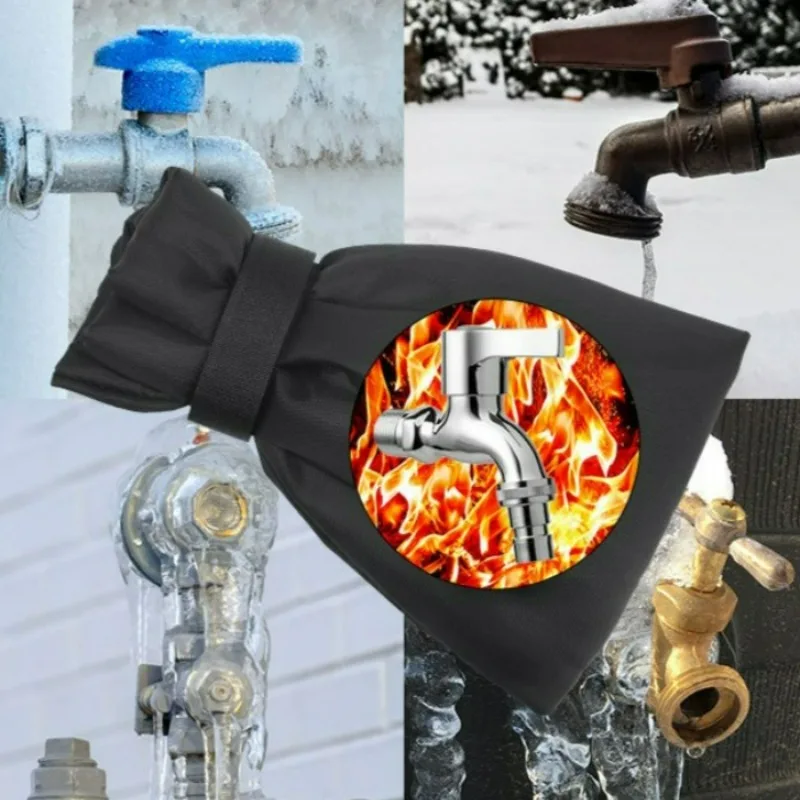 10/1x 蛇口カバー不凍液ホースビブ水栓プロテクター再利用可能な冬屋外霜黒保護カバーアクセサリー