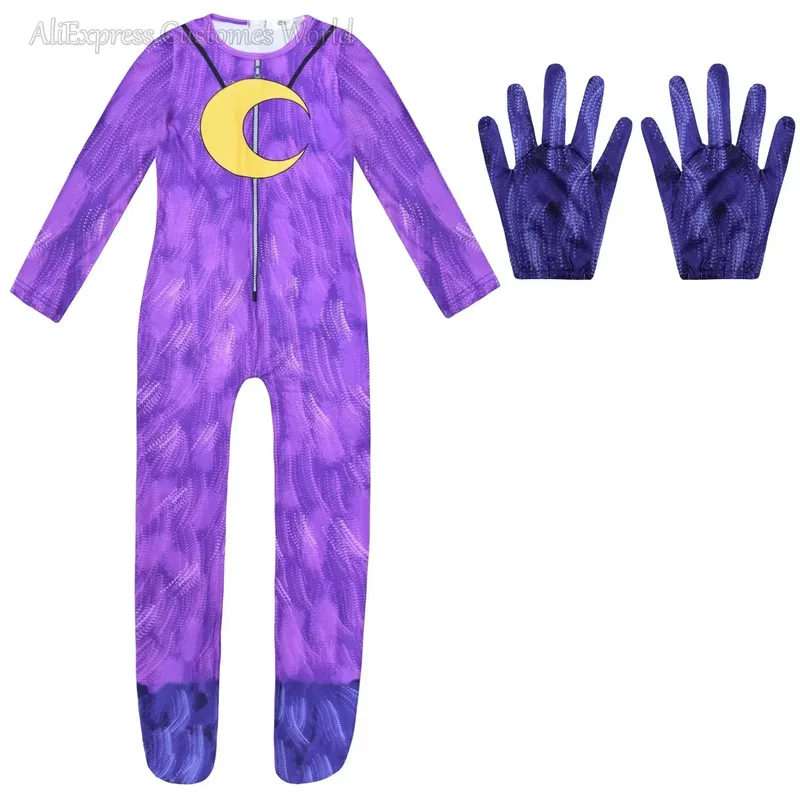 Aminal Purple Cat Tuta Maschera Halloween Catnap Elefante Orso Body per Ragazzi Ragazze Critters sorridenti Costume Cosplay