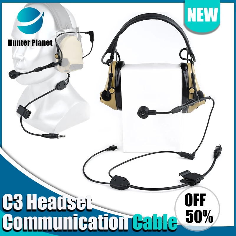 Tactical  WC001 U94 PPT push to talk Communication headset cable for C3 wiress version earphones 7.0 interface airsoft accessori