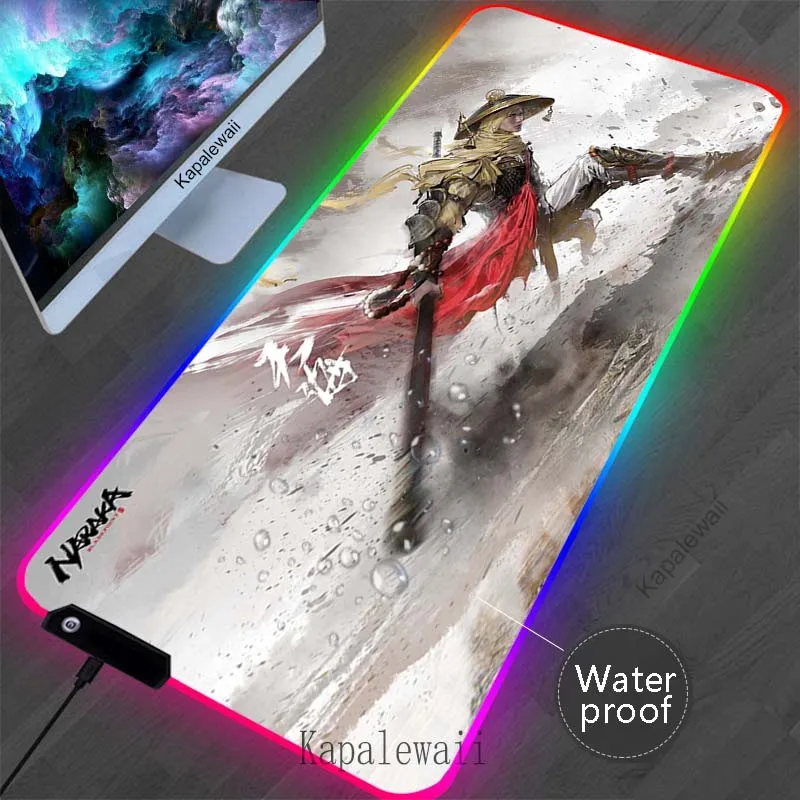 

HD Print Naraka Gaming Mouse Pad RGB Computer Mouse Mat LED Gabinete Gamer Mousepad XXL Large Keyboard Pads Waterproof Desk Mat