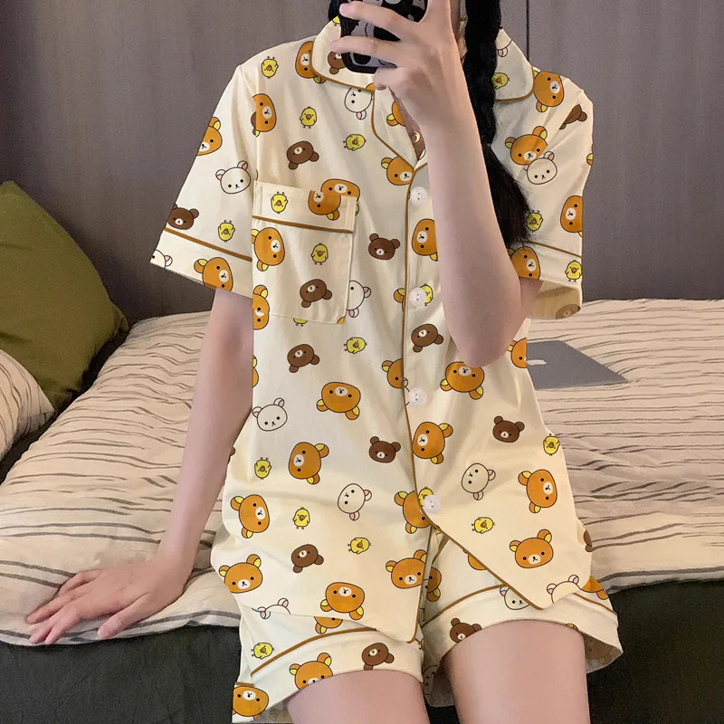 Летние женские повседневные пижамы, одежда для сна