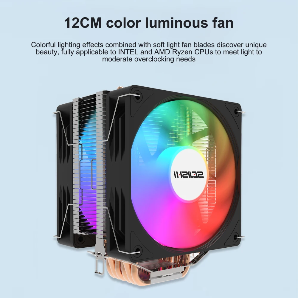 SEJISHI SJS M60 مبرد الهواء RGB مروحة 4PIN 4 أنابيب الحرارة المشجعين Pra PC المبرد تبريد المبرد ل AMD LGA وحدة المعالجة المركزية المقبس سطح المكتب