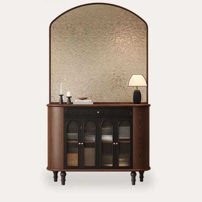 Retro entrance cabinet Solid wood living room integrated locker partition
