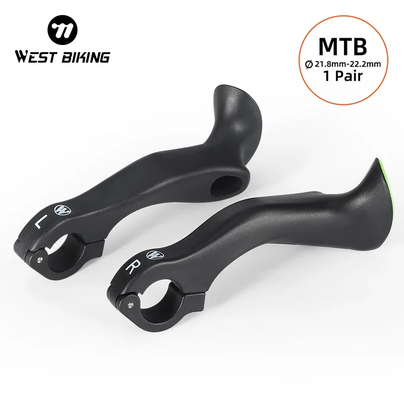 WEST BIKING MTB Bicycle Bar Ends Ergonomic Bike Extension Handlebar Lightweight Reflective Handlebar Grips Bike Accessories