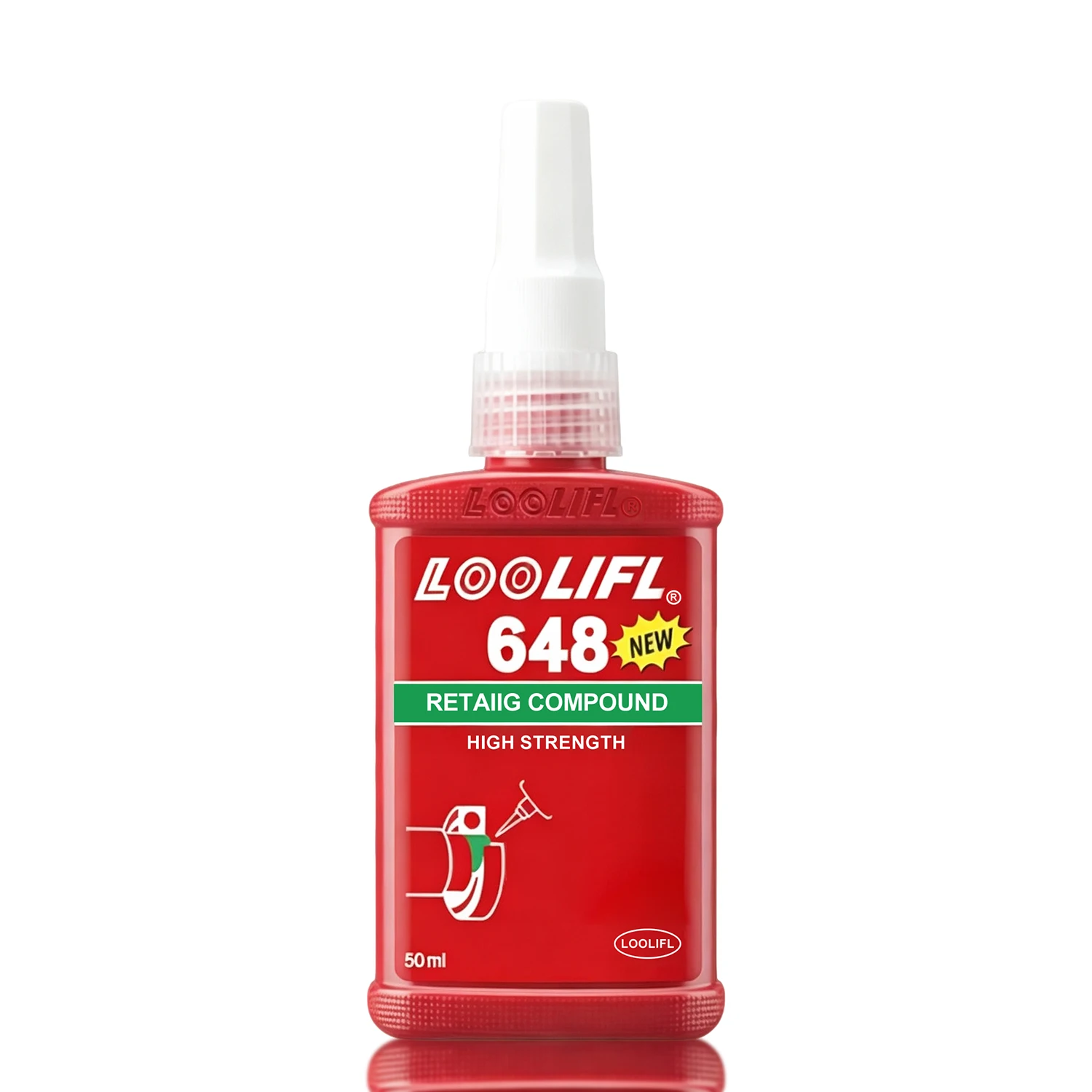 648 Retaining Compound, High Strength Anaerobic Adhesive for Cylindrical Assemblies, Bearings, Shafts & Gears Fast Curing, Green